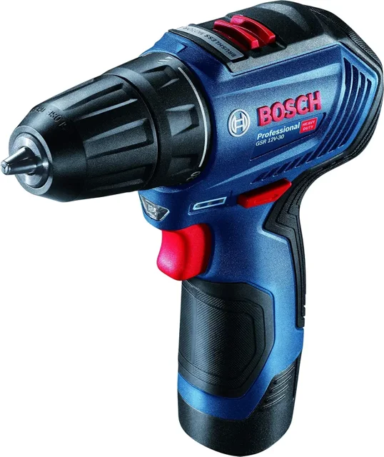 پیچکوشتی شارژی براشلس بوش مدل GSR12v-30 brushless همراه ۲ عدد باتری و شارژر ساخت مالزی
